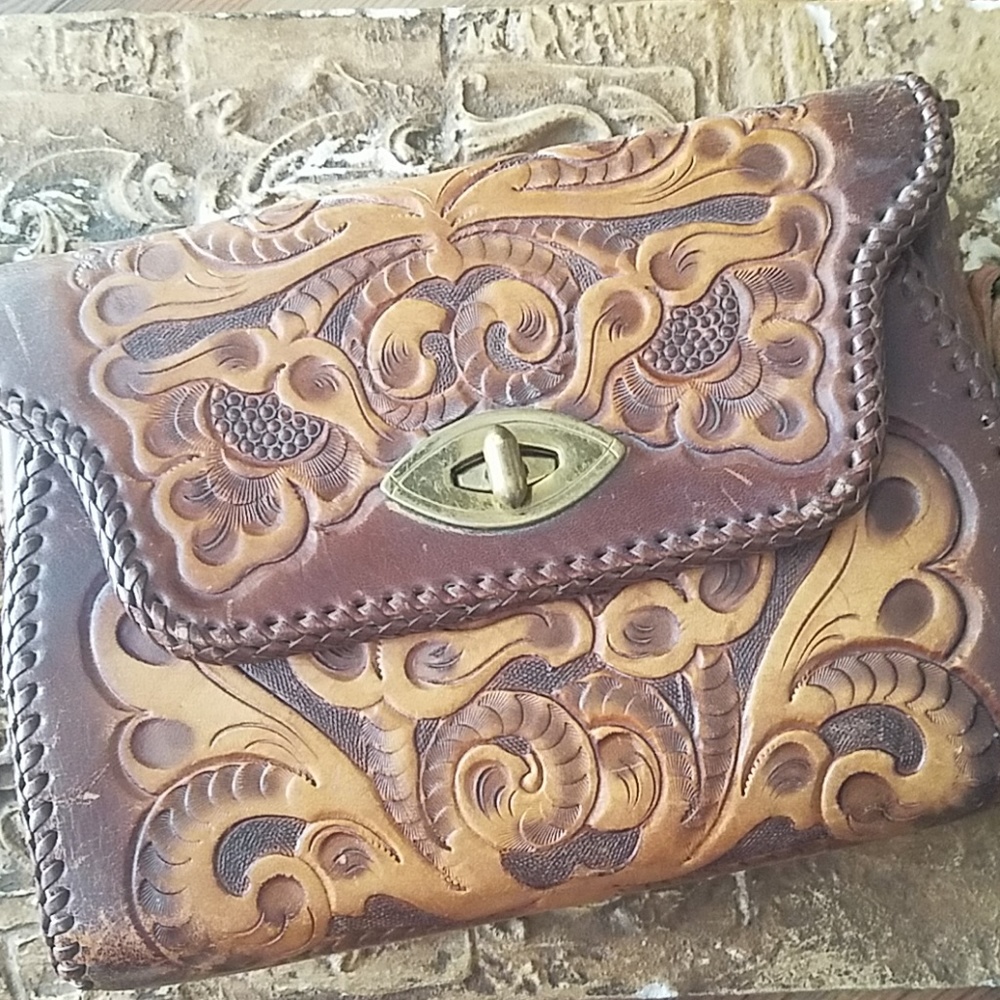 Vintage Tooled Leather Handbag
